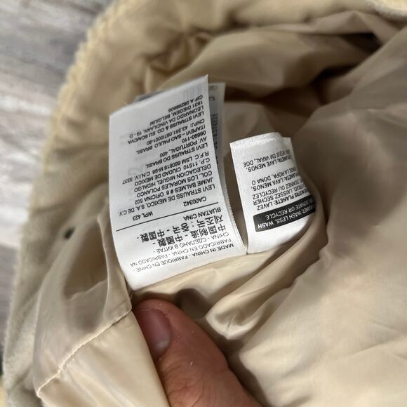 Levi's Premium Jacket Red Tab Cream Womens L Sherpa Fleece Deep Pile Trucker - Picture 9 of 10